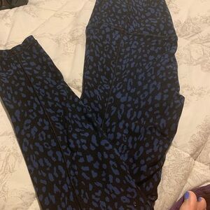 Athleta Black and Blue Patterned Leggings